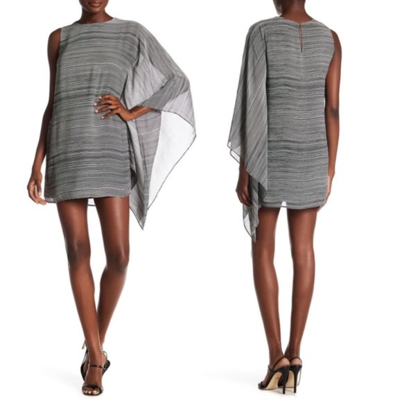 Women's Ali & Jay NWT Striped Black and White Draped Sleeve Mini Dress Medium - Picture 1 of 4